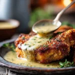 Southern fried pork chops served with creamy gravy