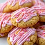 Freshly baked Strawberry Crunch Cookies topped with crunchy strawberry pieces