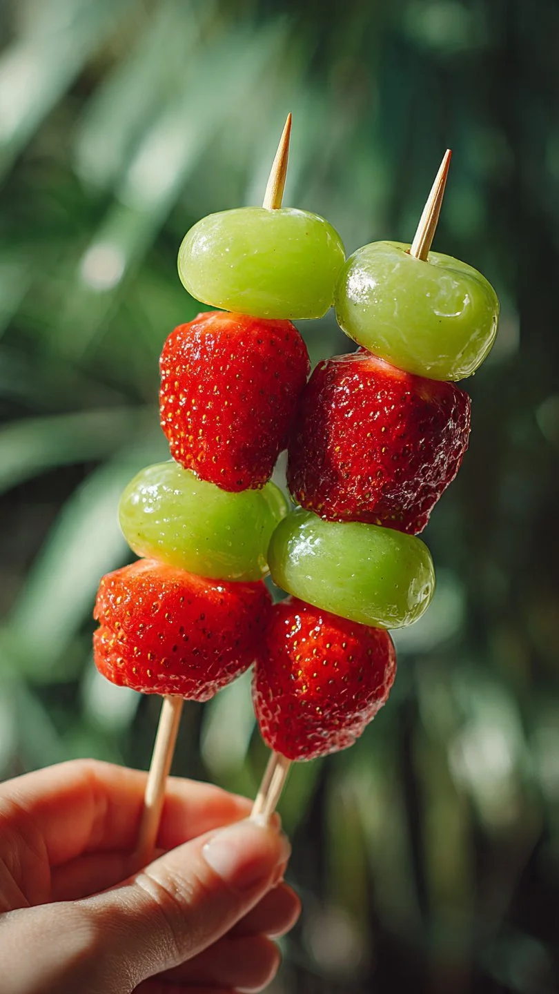 Chinese Tanghulu featuring candied fruit on skewers