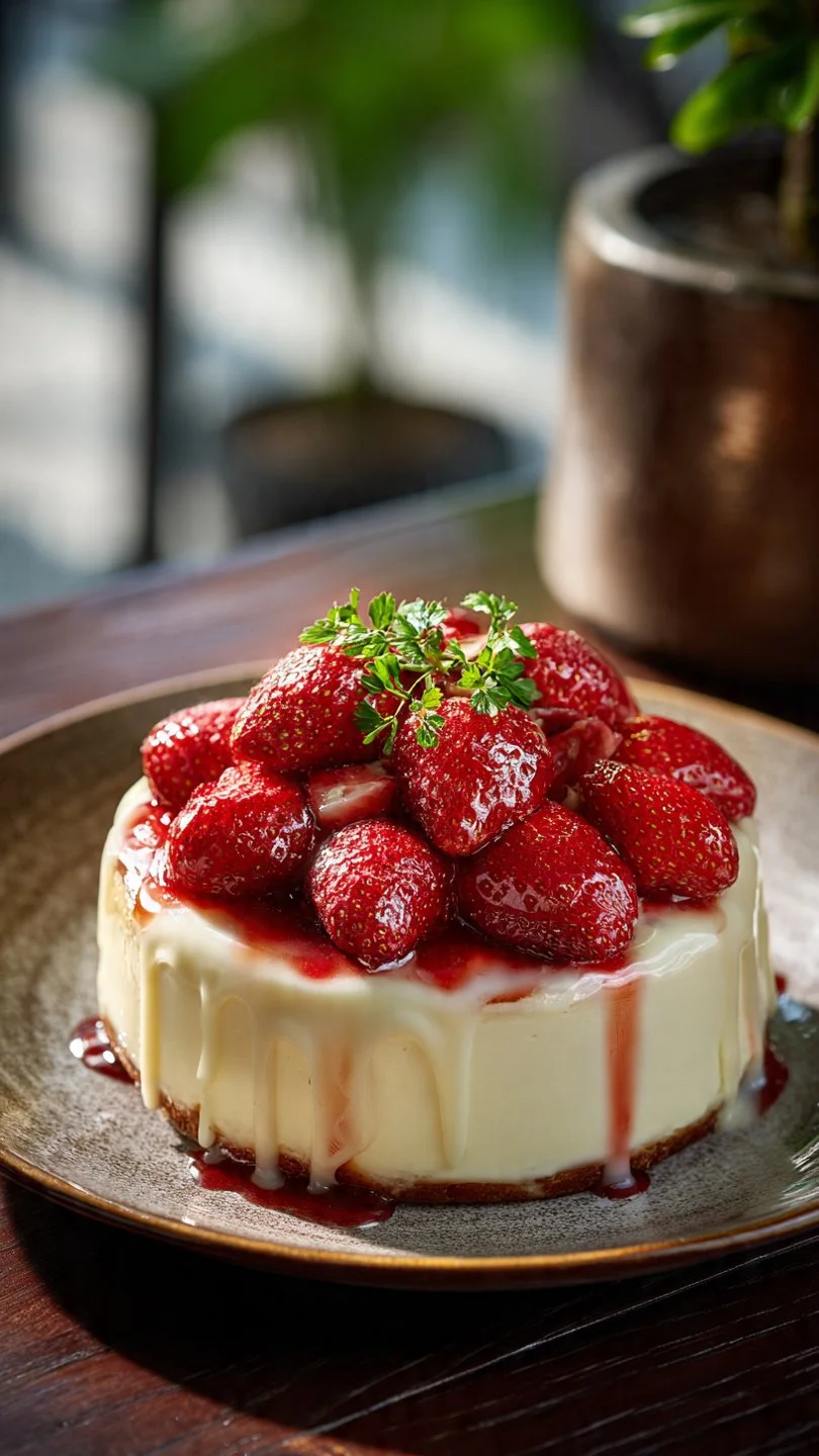 Delicious strawberry cream cheese pound cake sliced and decorated with fresh strawberries