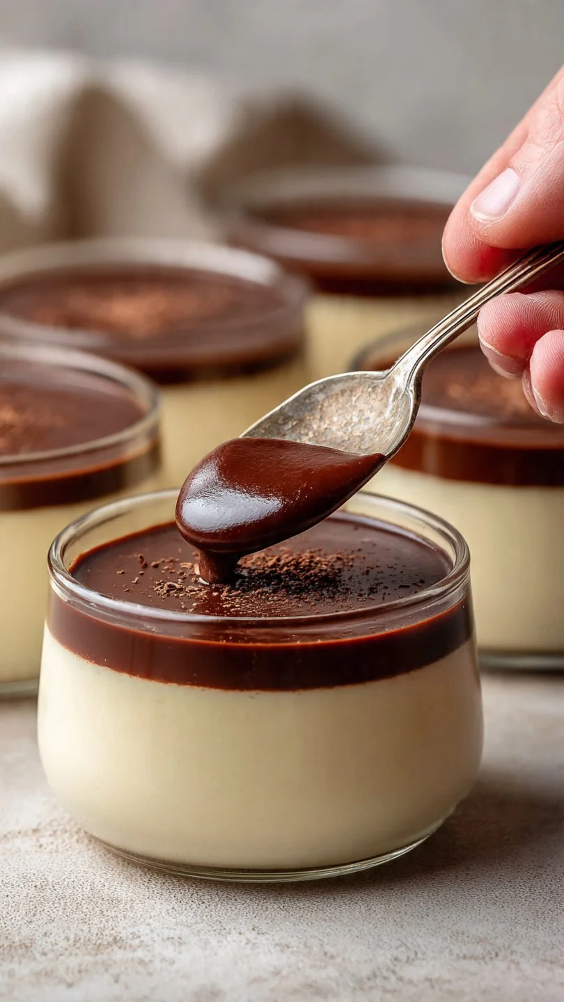 Delicious vegan peanut butter mousse with a rich chocolate ganache topping.
