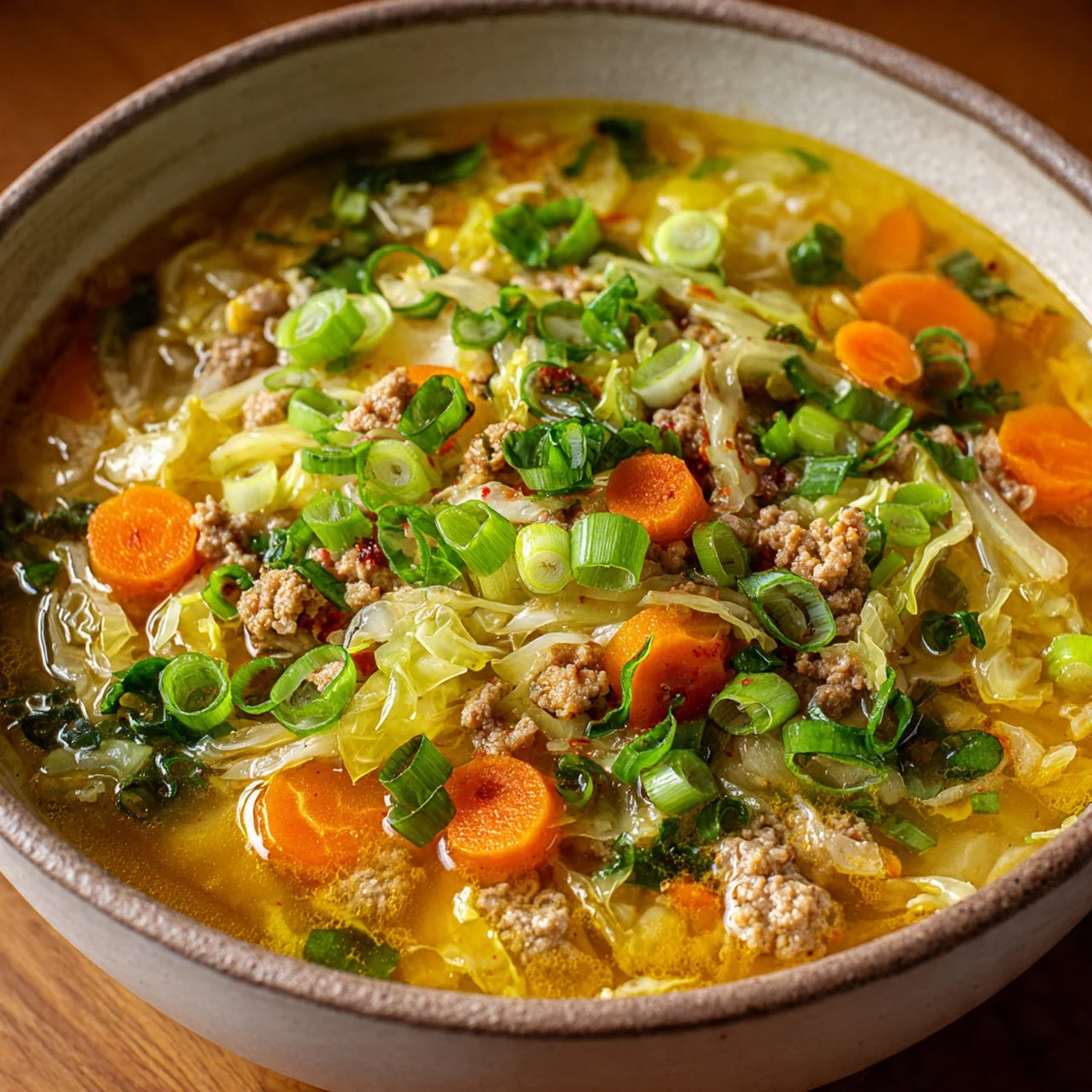 Cozy One-Pot Egg Roll Soup with Green Onions and Ginger