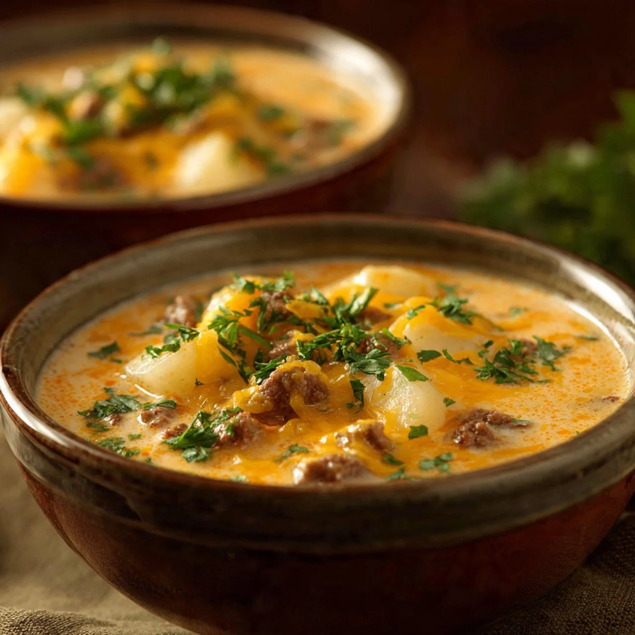 Cheesy Hamburger Potato Soup