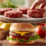 Delicious homemade burgers stacked with fresh ingredients and served on a plate