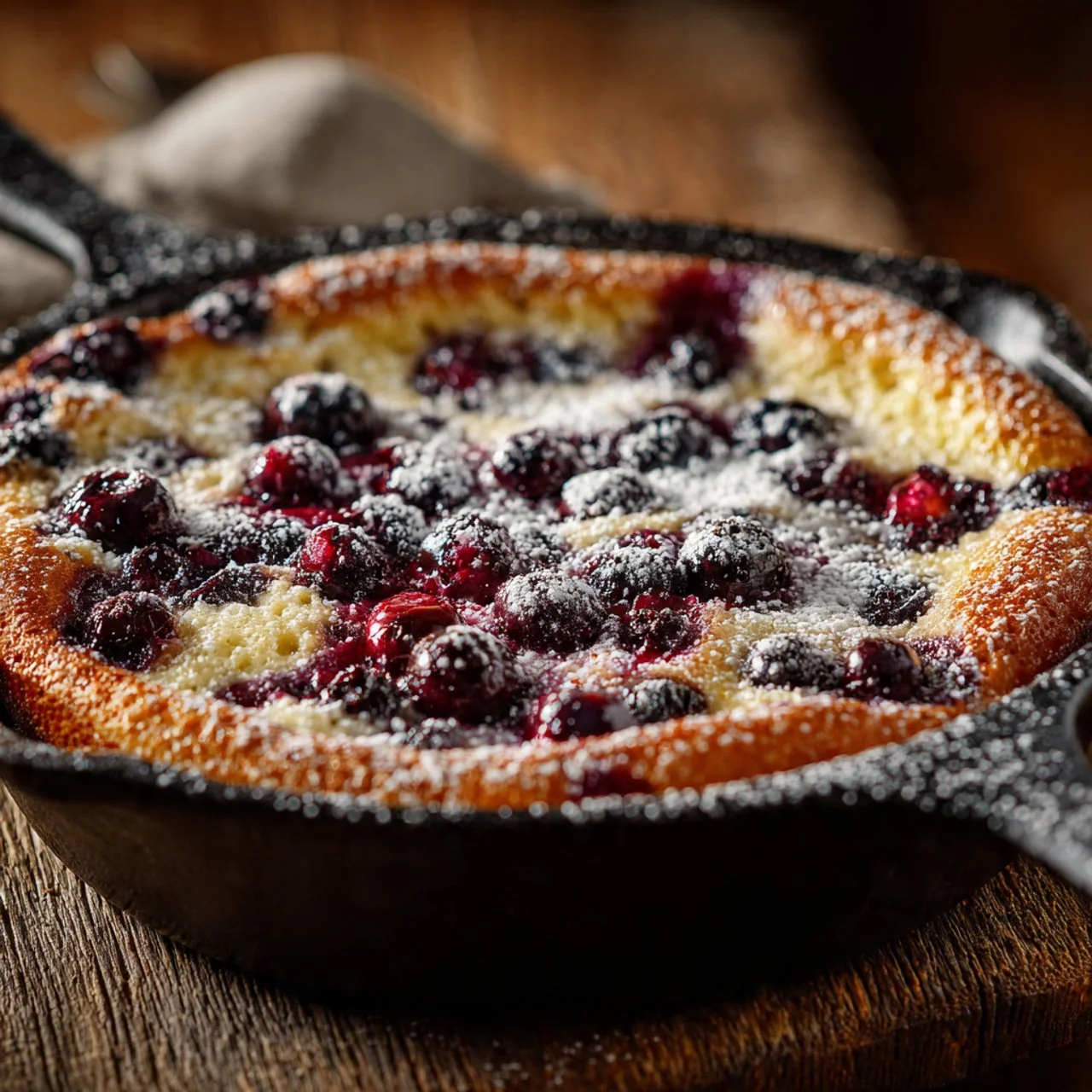 Fluffy Blueberry Dutch Baby baked to perfection