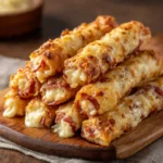 Delicious Cheesy Ham Sticks served as a tasty snack or appetizer