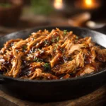 Crockpot Honey Garlic Chicken served with vegetables on a plate