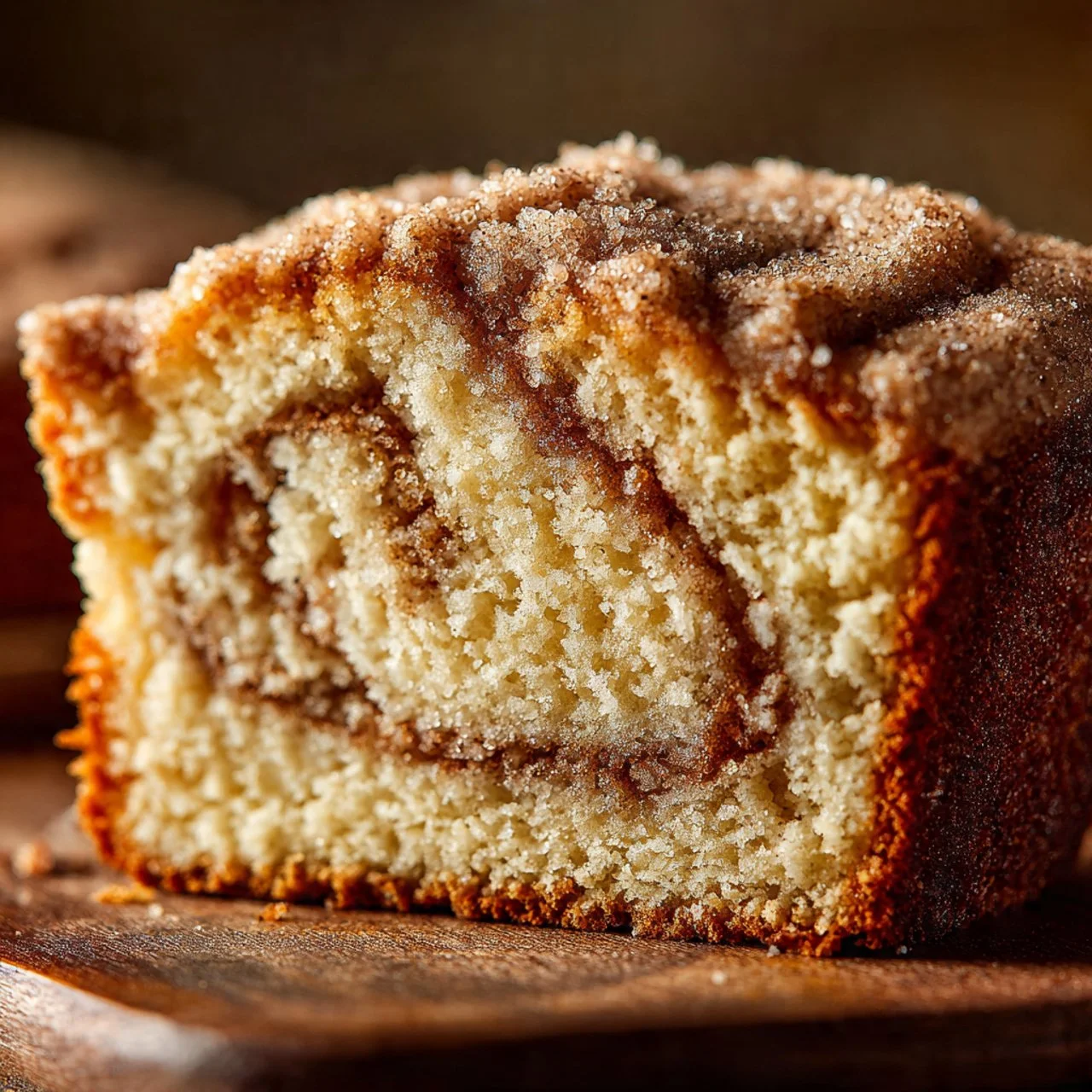 Slice of irresistible sourdough coffee cake on a plate