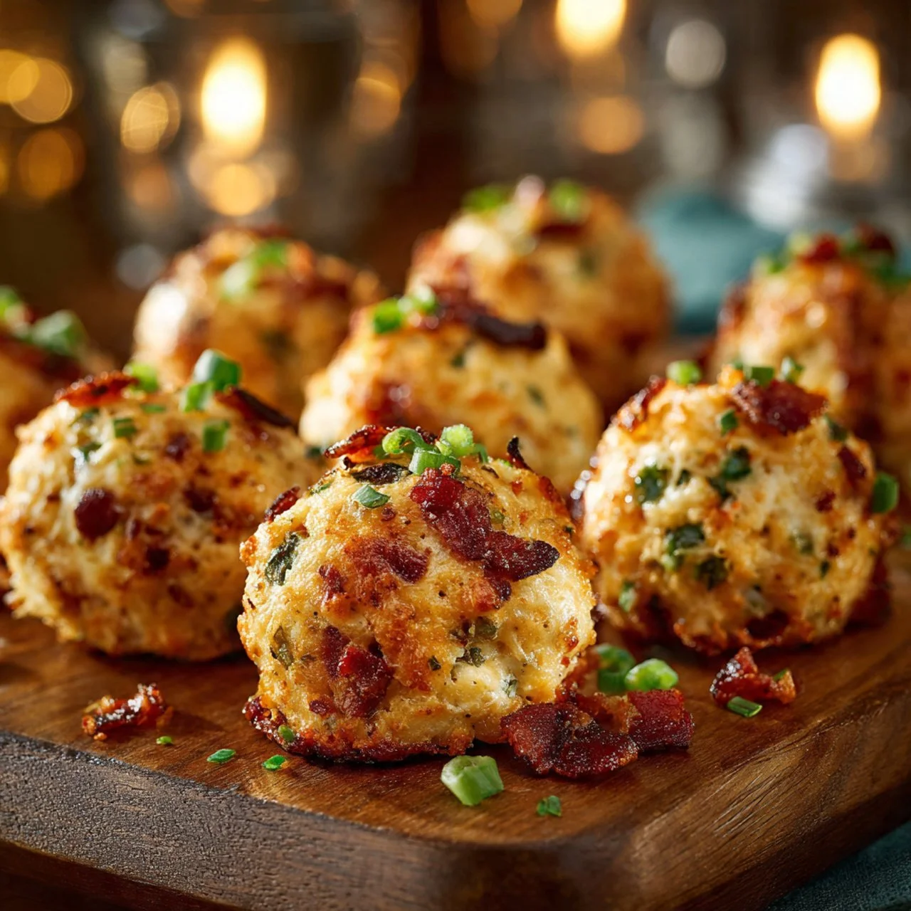 Plate of Mini Bacon Ranch Cheeseballs ready for serving