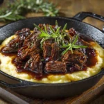 Delicious Slow Cooker Beef Manhattan served with vegetables