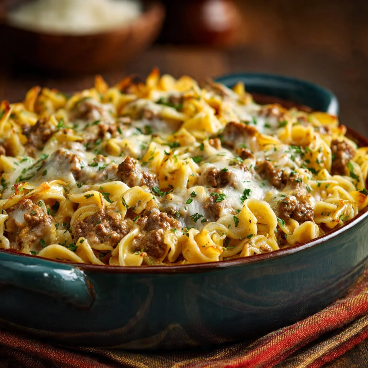 Delicious Sour Cream Beef Noodle Casserole, a hearty comfort food dish.