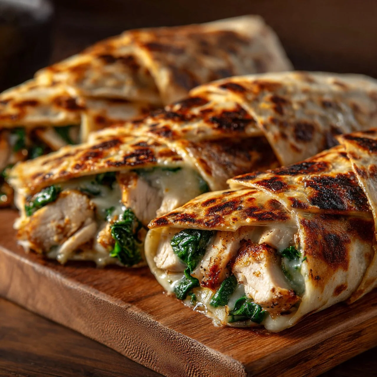 Air fryer chicken and mozzarella wraps ready to serve