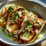 Delicious Baja Fish Tacos with fresh toppings and salsa