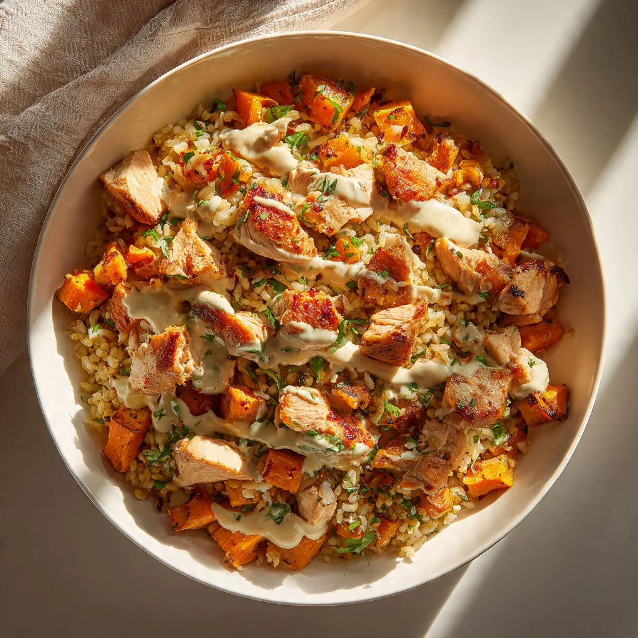 Healthy Chicken & Sweet Potato Rice Bowl