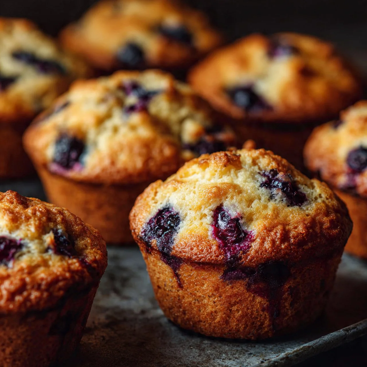 Moist Sourdough Blueberry Muffins: Easy Discard Recipe with Burst of Berries