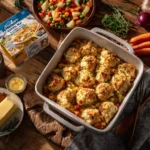 Delicious Chicken Pot Pie Casserole served in a baking dish