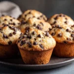Decadent sourdough discard chocolate chip muffins ready to be enjoyed
