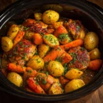 Delicious Garlic Butter Chicken cooked in a crockpot, showcasing tender meat and rich flavor.