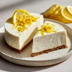 Delicious Lemon Cottage Cheese Cheesecake topped with fresh lemon slices.