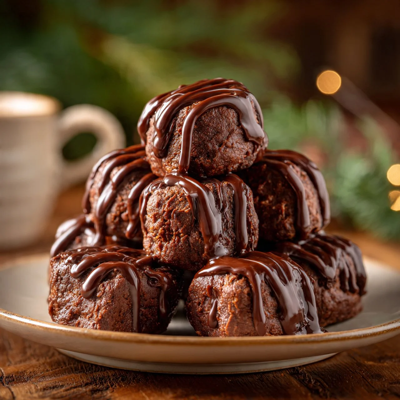 No-Bake Cottage Cheese Brownie Batter Protein Bites on a plate