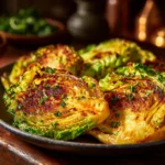 Delicious Parmesan Cabbage Steaks garnished and ready to serve.