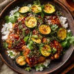 Sheet pan hot honey garlic chicken with zucchini recipe