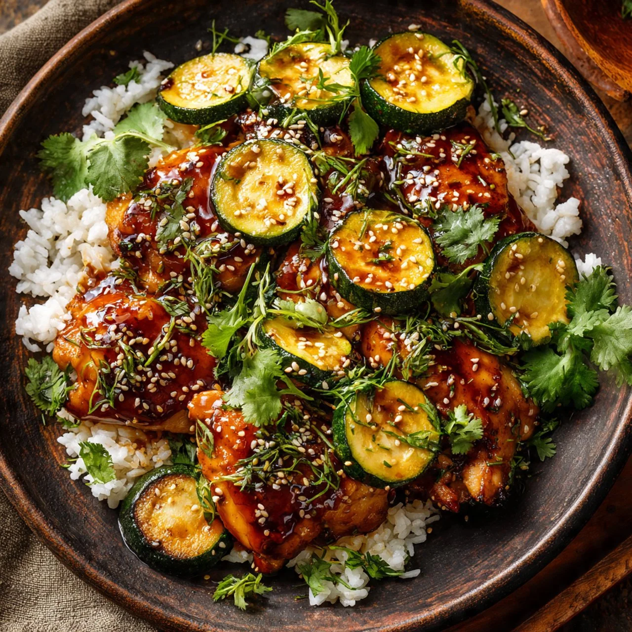 Sheet pan hot honey garlic chicken with zucchini recipe