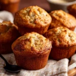 Homemade sourdough banana muffins on a plate