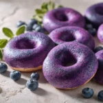 Homemade sourdough blueberry bagels fresh from the oven
