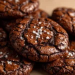 Delicious sourdough brownie cookies stacked on a plate