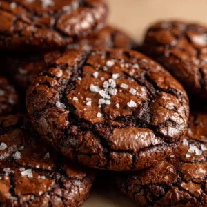 Delicious sourdough brownie cookies stacked on a plate