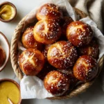 Homemade yeast-free sourdough discard pretzel bites on a plate