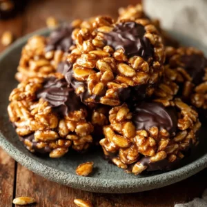 Delicious homemade 4-ingredient sunflower seed chocolate bites on a plate