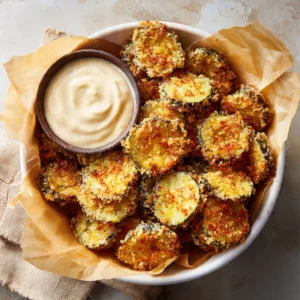 Plate of crispy air fryer keto fried pickles with low net carbs
