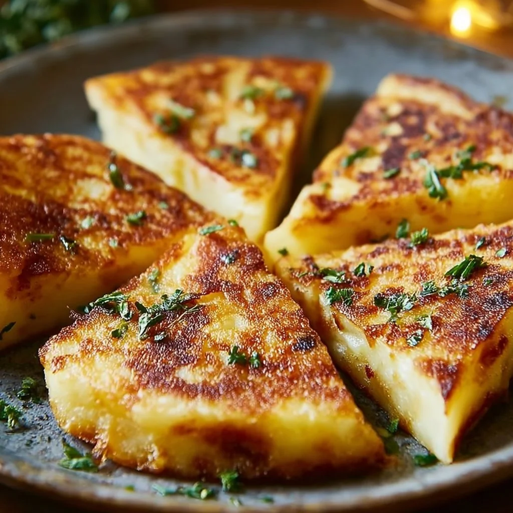 Delicious authentic Irish potato farls served with butter and herbs.