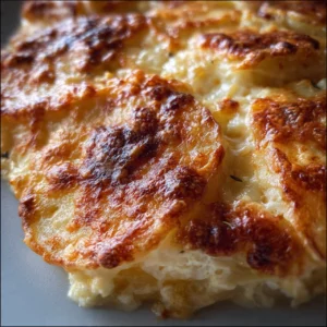 Boursin Cheese Scalloped Potatoes baked to perfection with creamy cheese layer.