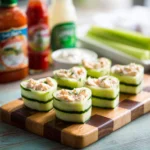 Buffalo Chicken Cucumber Rolls on a serving platter