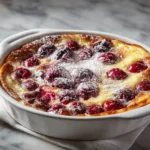 Delicious homemade Cherry Clafoutis dessert with fresh cherries.