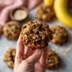 Delicious chocolate chip banana oatmeal cookies on a plate