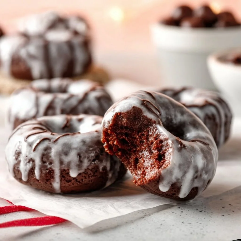 Delicious chocolate sourdough discard donuts with a fluffy texture