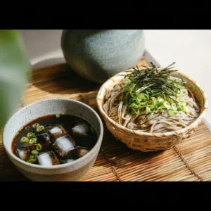 Cold Buckwheat Noodles served in a traditional Korean bowl