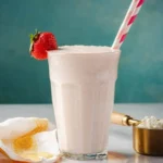 Delicious cottage cheese smoothie with strawberry cheesecake flavor