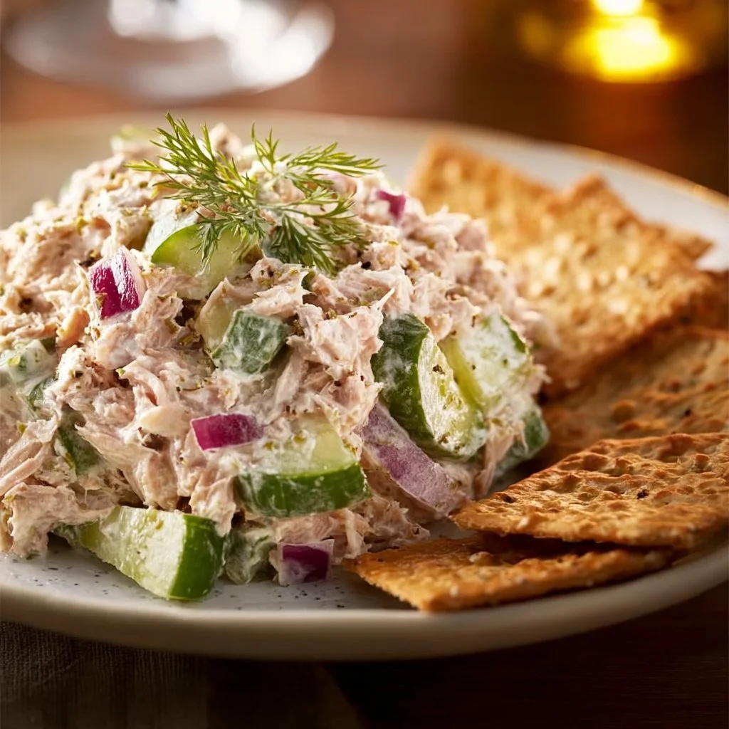 Cottage Cheese Tuna Salad with fresh ingredients in a bowl