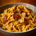Creamy Cowboy Butter Chicken Pasta with vibrant herbs and spices.