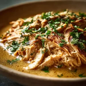Creamy Crockpot Keto Chicken dish served in a bowl