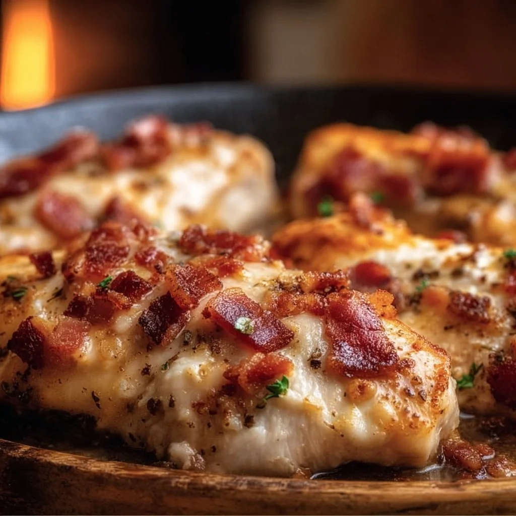 Creamy keto crack chicken with bacon in a bowl, topped with green onions.