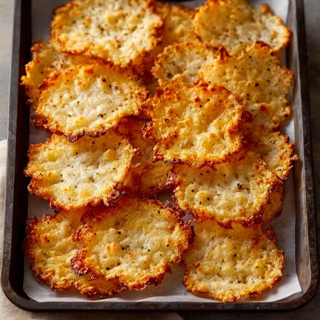 A bowl of crispy cottage cheese chips, a healthy snack option.