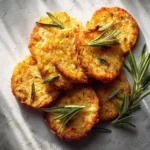 Crispy sourdough discard crackers topped with rosemary and sea salt