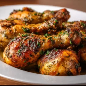 Deliciously cooked Crockpot chicken legs served with herbs and spices