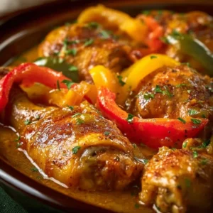 Crockpot Smothered Chicken Legs cooking in a slow cooker with savory sauce